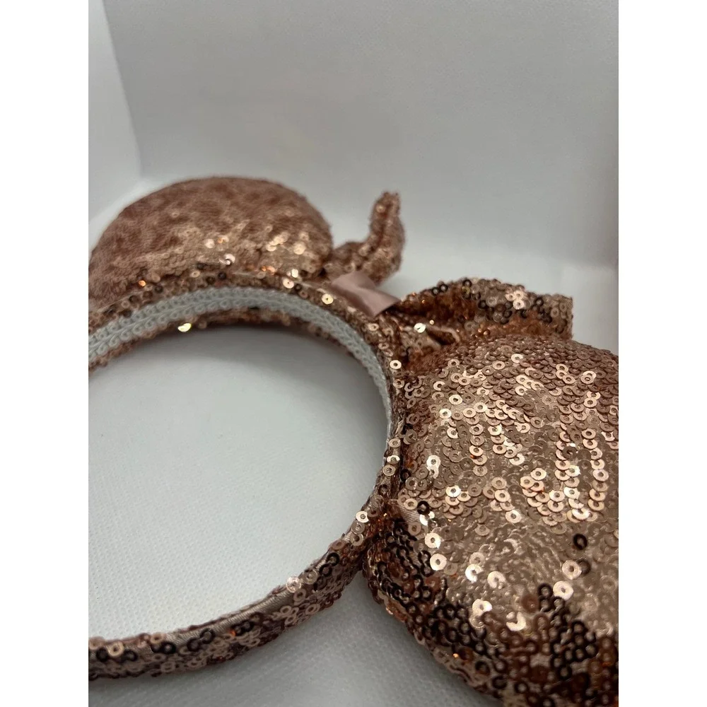 Disney Rose Gold Sequin Minnie Mouse‎ Ears Headband Adult Girls Women
